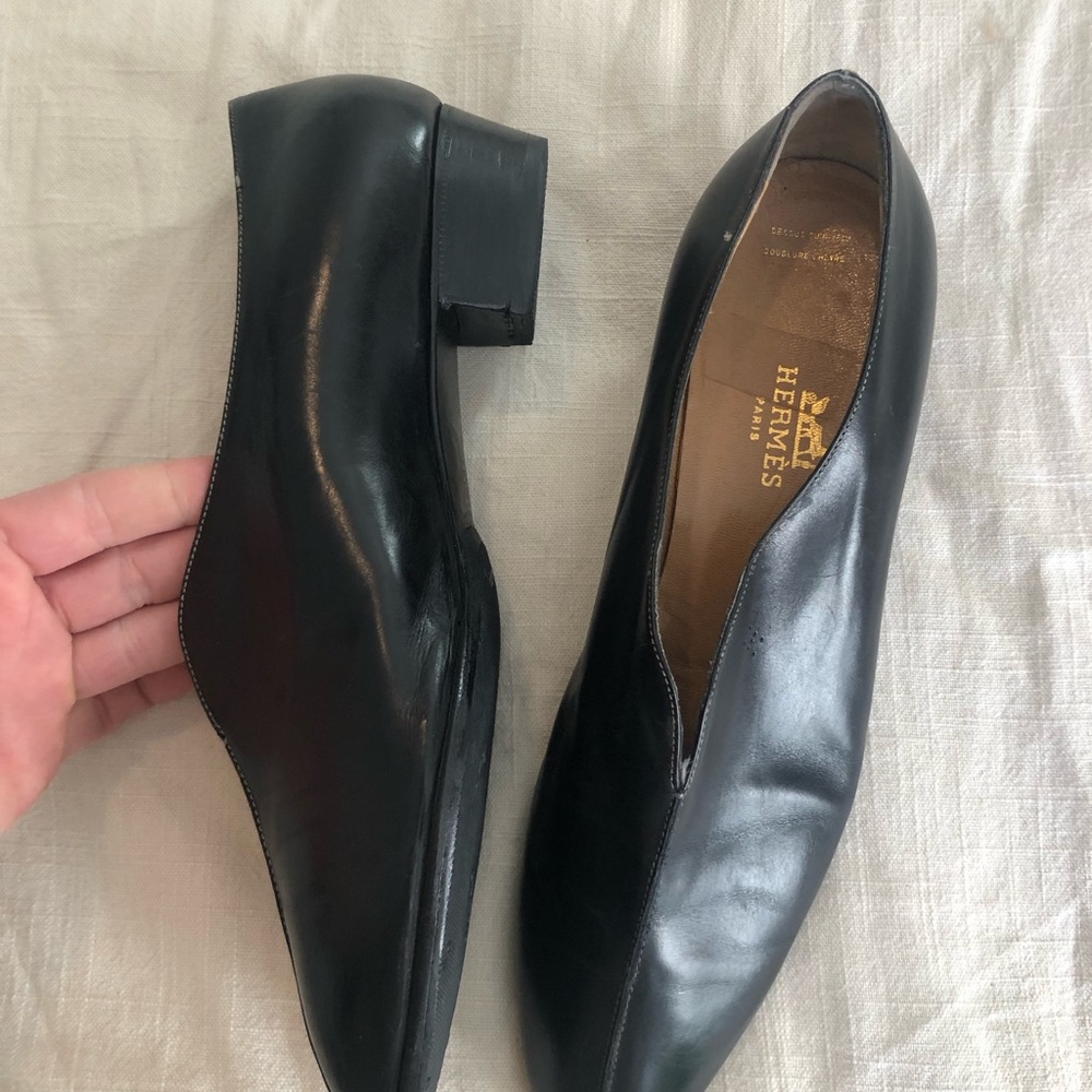 Hermes leather loafers, black, EUC - Picture 11 of 16